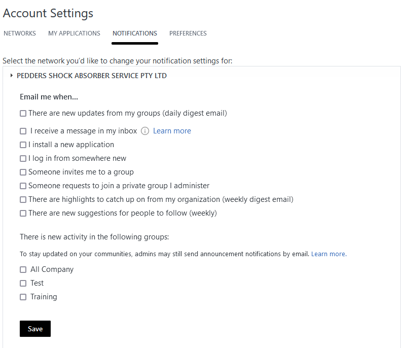 A screenshot of a account settingsDescription automatically generated